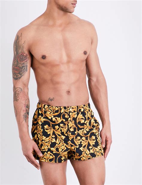 versace swim black gold men|designer men's swim trunks.